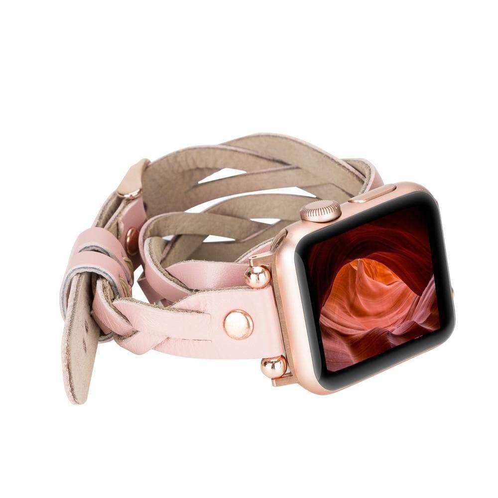 B2B - Leather Apple Watch Bands - Ferro Braided DT Peggy Rose Gold Trok Style NU2 Bouletta B2B