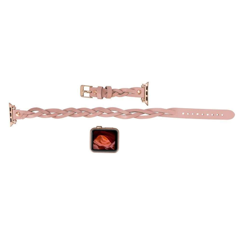B2B - Leather Apple Watch Bands - Ferro Braided DT Peggy Rose Gold Trok Style Bouletta B2B