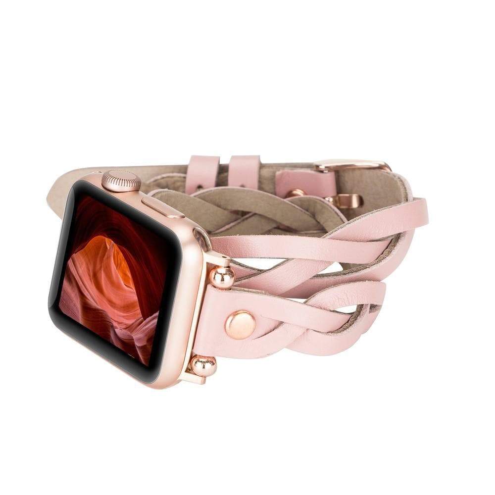 B2B - Leather Apple Watch Bands - Ferro Braided DT Peggy Rose Gold Trok Style Bouletta B2B