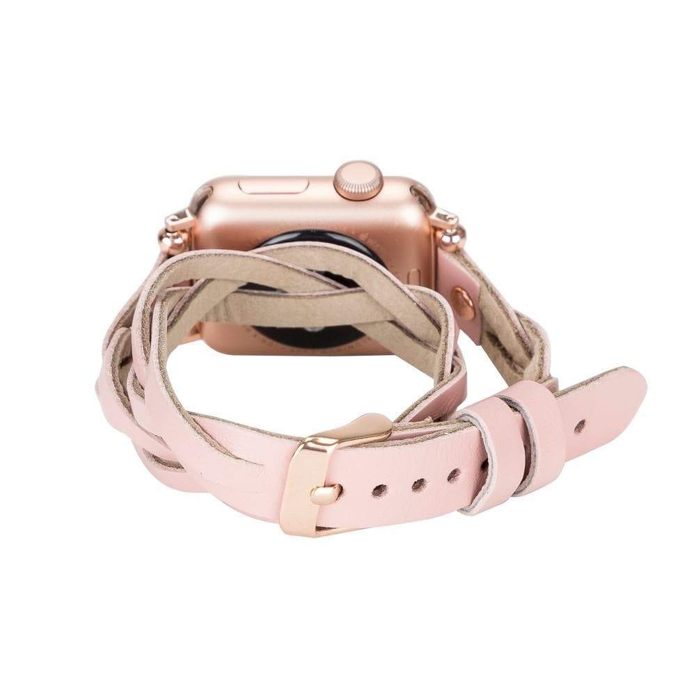 B2B - Leather Apple Watch Bands - Ferro Braided DT Peggy Rose Gold Trok Style Bouletta B2B