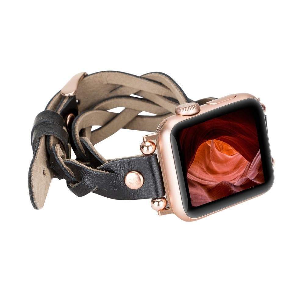B2B - Leather Apple Watch Bands - Ferro Braided DT Peggy Rose Gold Trok Style RST1 Bouletta B2B