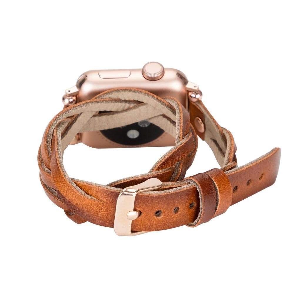 B2B - Leather Apple Watch Bands - Ferro Braided DT Peggy Rose Gold Trok Style Bouletta B2B