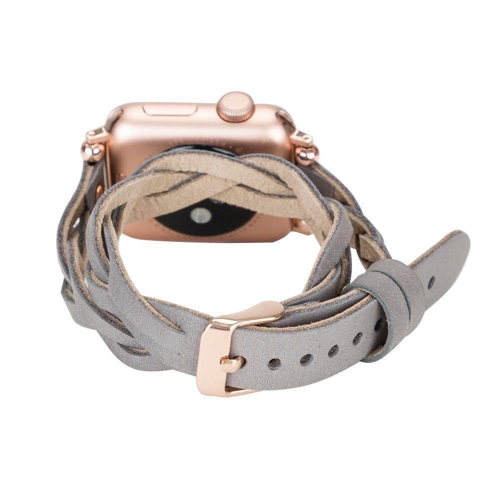 B2B - Leather Apple Watch Bands - Ferro Braided DT Peggy Rose Gold Trok Style Bouletta B2B