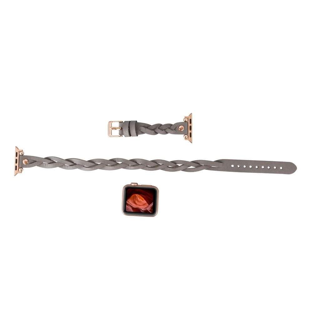 B2B - Leather Apple Watch Bands - Ferro Braided DT Peggy Rose Gold Trok Style Bouletta B2B