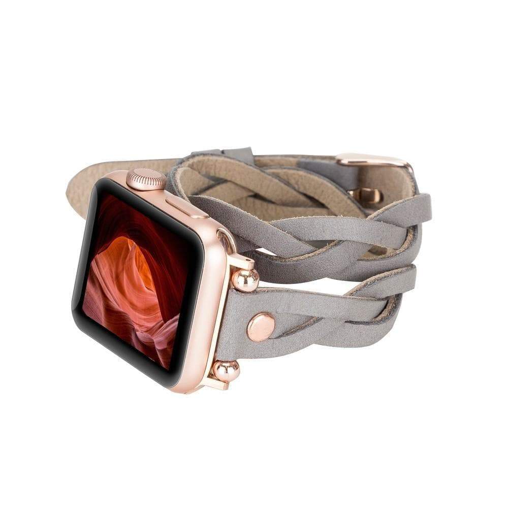 B2B - Leather Apple Watch Bands - Ferro Braided DT Peggy Rose Gold Trok Style Bouletta B2B