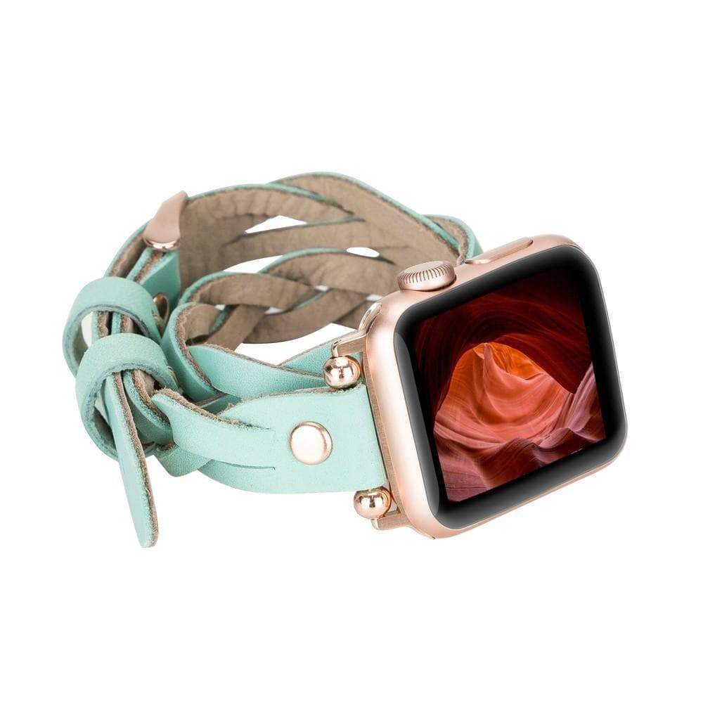 B2B - Leather Apple Watch Bands - Ferro Braided DT Peggy Rose Gold Trok Style BRN7 Bouletta B2B