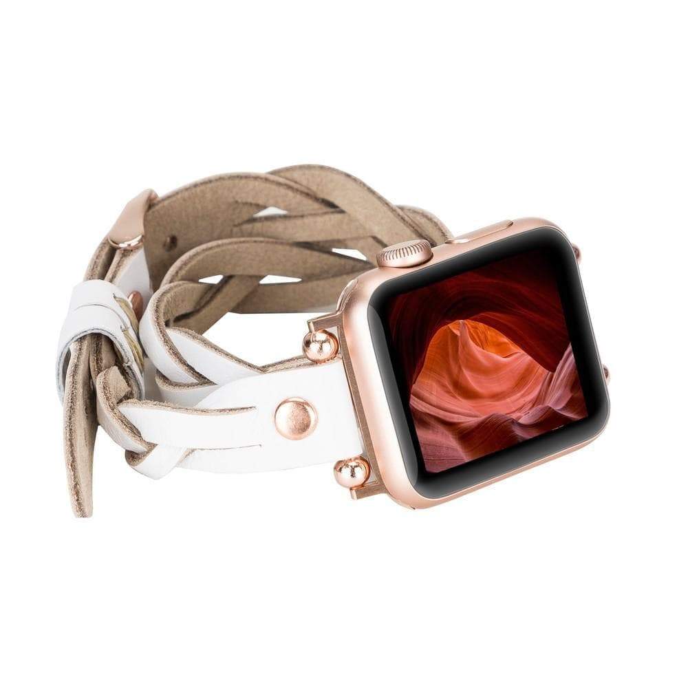 B2B - Leather Apple Watch Bands - Ferro Braided DT Peggy Rose Gold Trok Style F3 Bouletta B2B