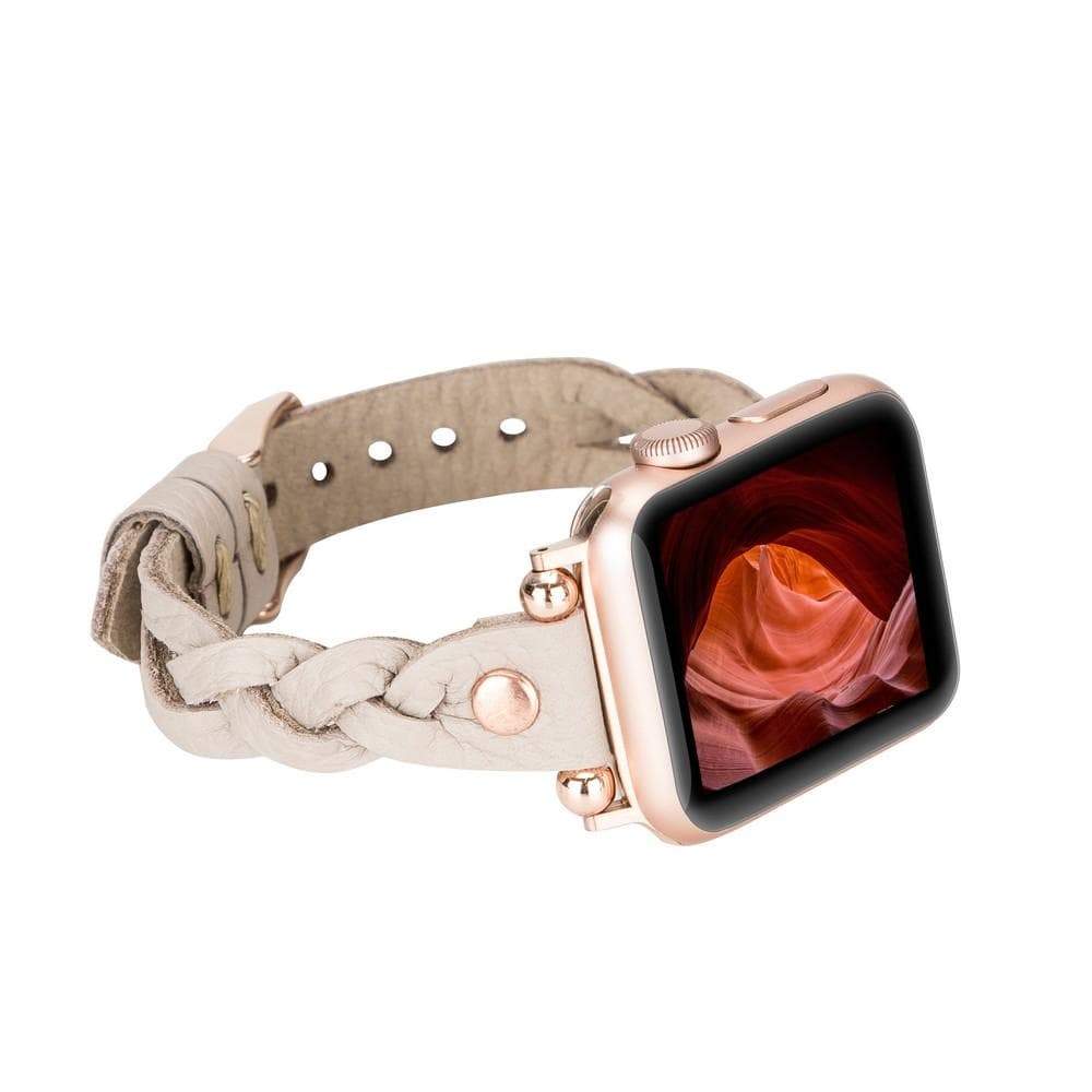 B2B - Leather Apple Watch Bands - Ferro Braided Wanda Rose Gold Trok Style ERC3 Bouletta B2B