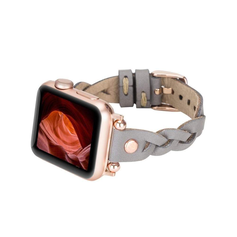 B2B - Leather Apple Watch Bands - Ferro Braided Wanda Rose Gold Trok Style Bouletta B2B