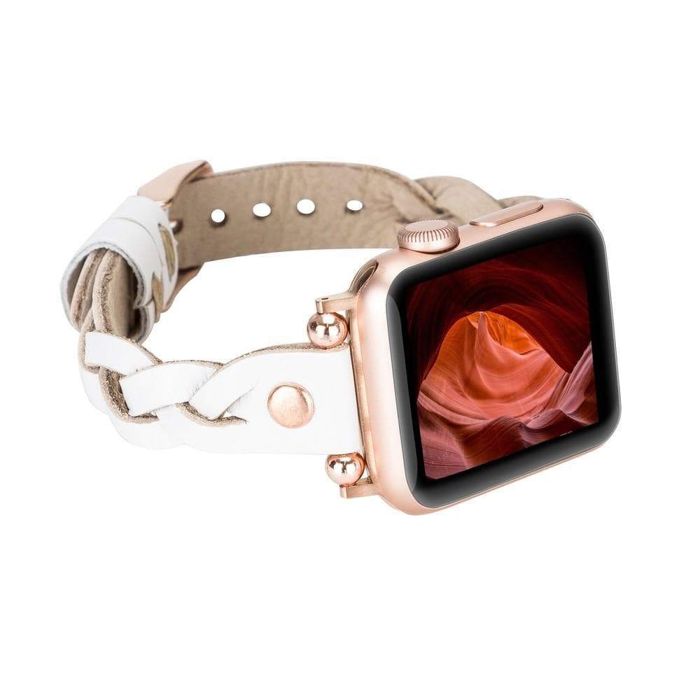 B2B - Leather Apple Watch Bands - Ferro Braided Wanda Rose Gold Trok Style F3 Bouletta B2B
