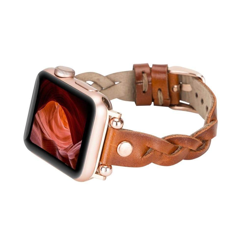 B2B - Leather Apple Watch Bands - Ferro Braided Wanda Rose Gold Trok Style Bouletta B2B