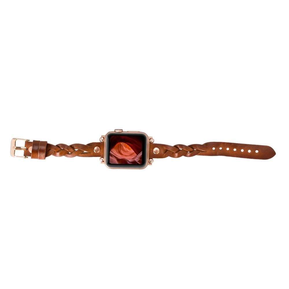 B2B - Leather Apple Watch Bands - Ferro Braided Wanda Rose Gold Trok Style Bouletta B2B