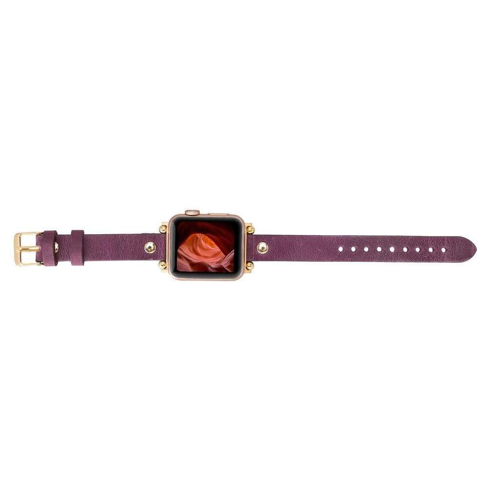 B2B - Leather Apple Watch Bands - Ferro Gold Trok Style Bouletta B2B