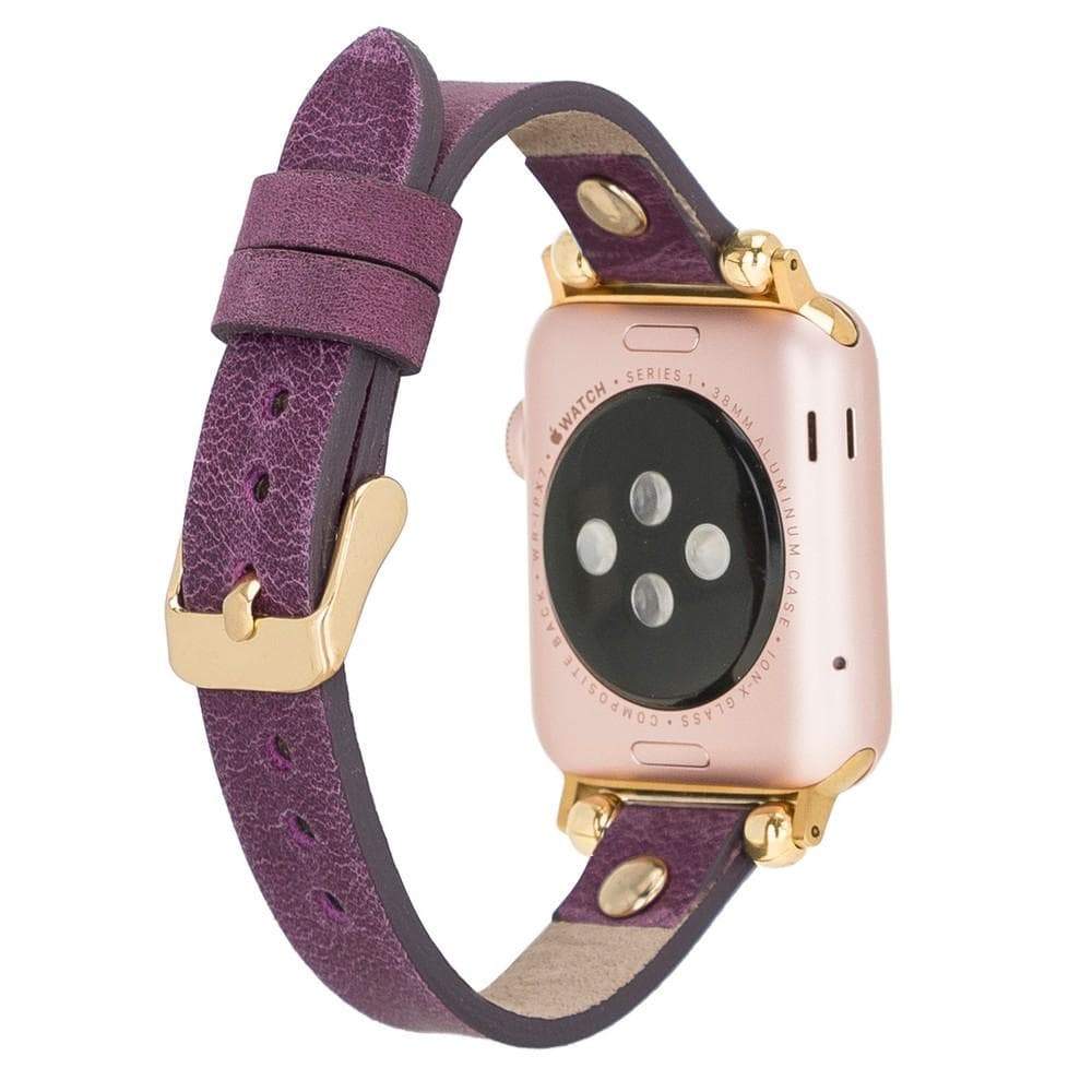B2B - Leather Apple Watch Bands - Ferro Gold Trok Style Bouletta B2B