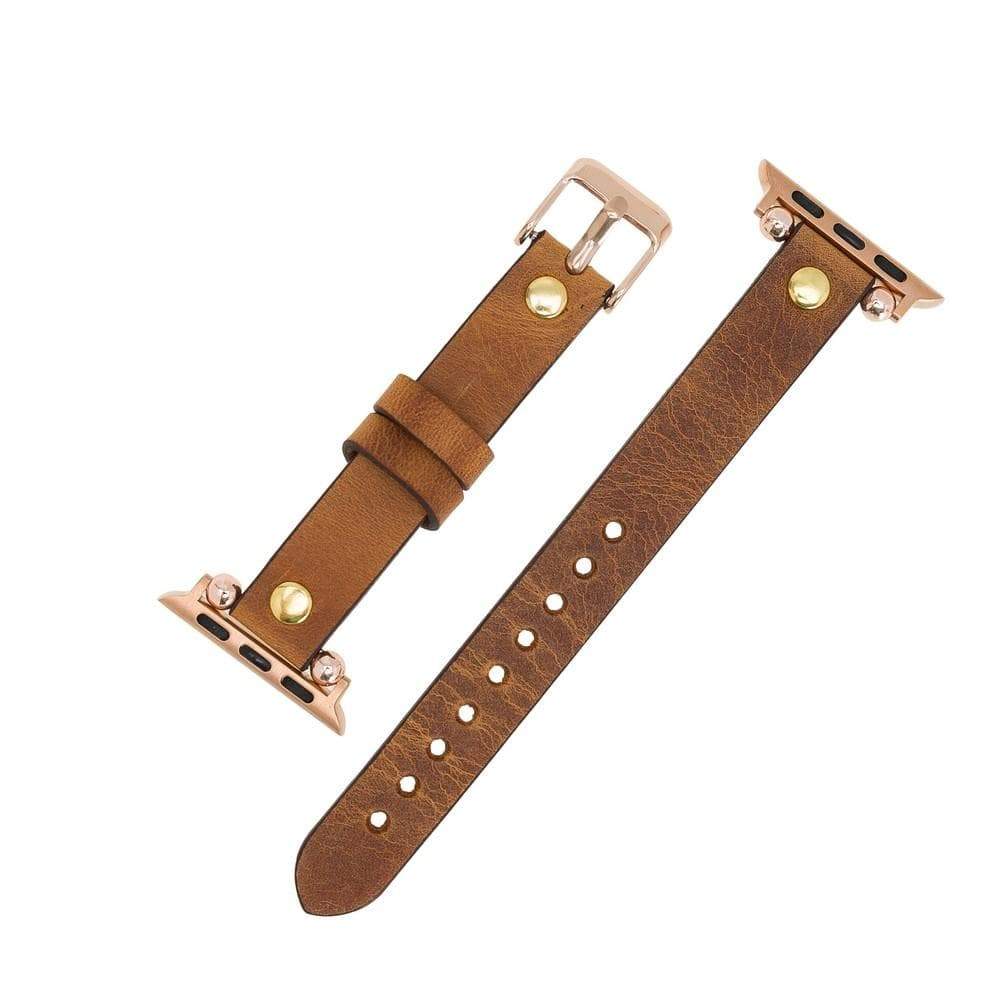 B2B - Leather Apple Watch Bands - Ferro Gold Trok Style Bouletta B2B