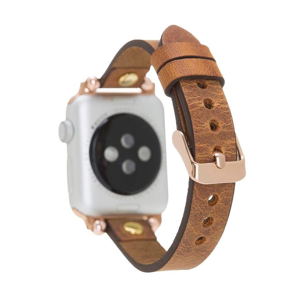 B2B - Leather Apple Watch Bands - Ferro Gold Trok Style Bouletta B2B
