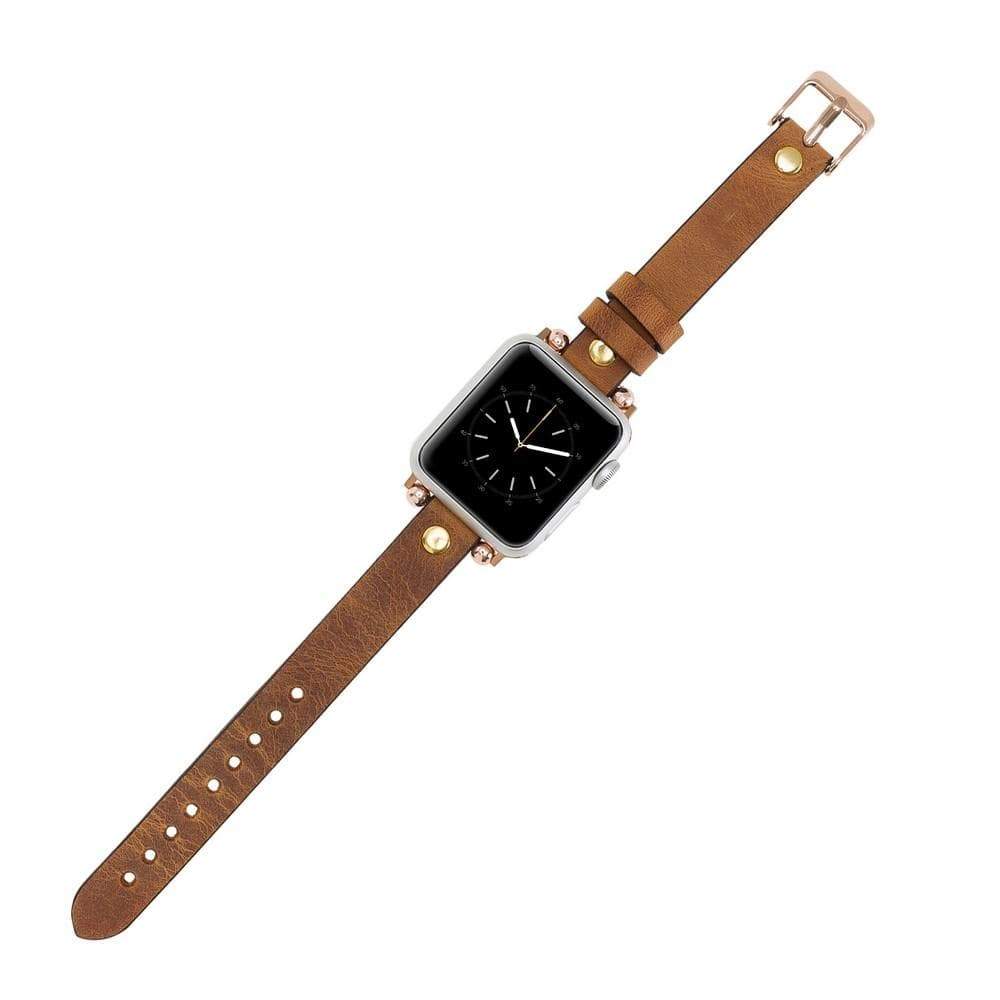 B2B - Leather Apple Watch Bands - Ferro Gold Trok Style Bouletta B2B