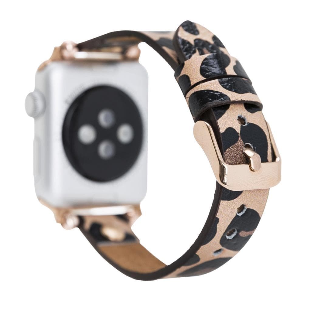 B2B - Leather Apple Watch Bands - Ferro Gold Trok Style Bouletta B2B