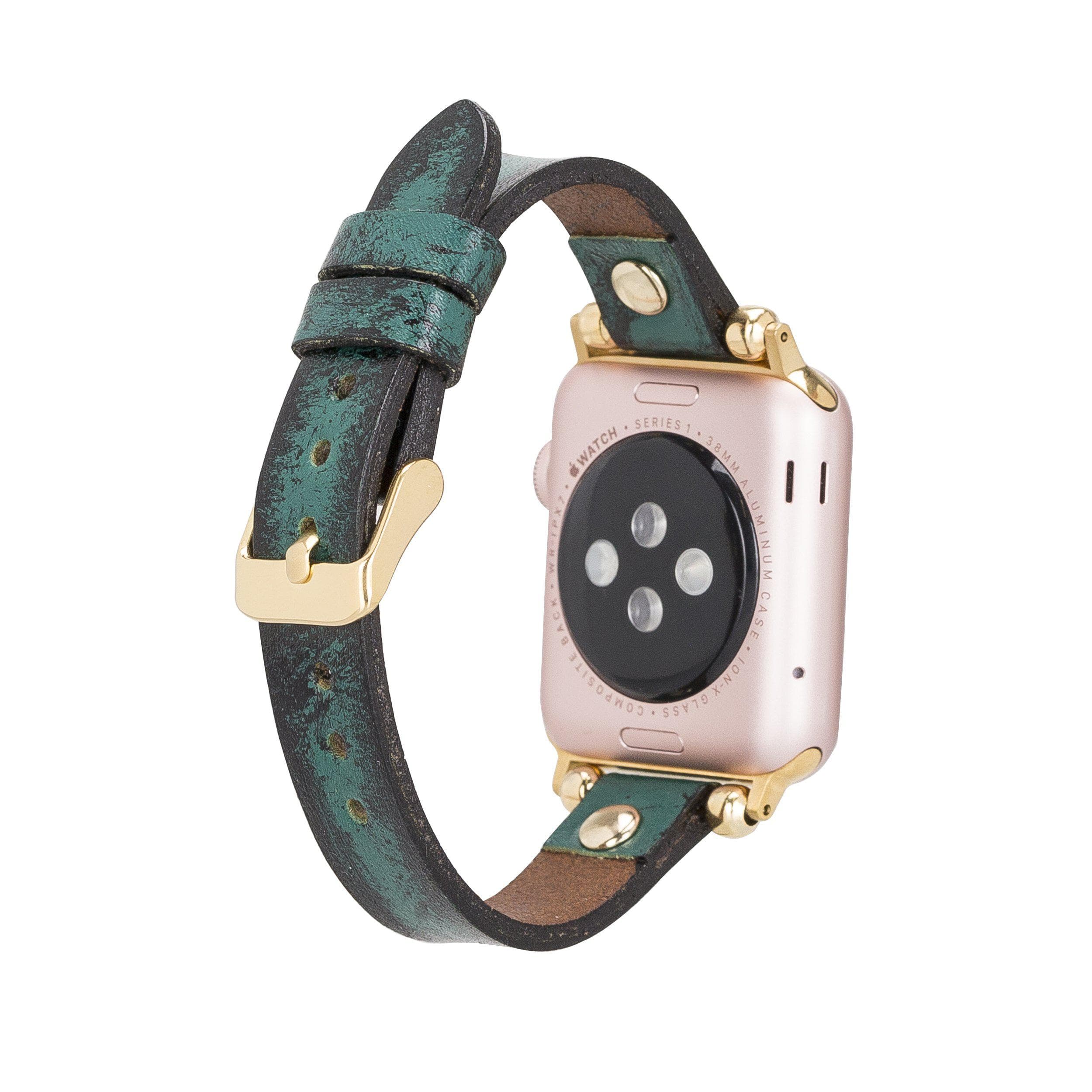 B2B - Leather Apple Watch Bands - Ferro Gold Trok Style Bouletta B2B