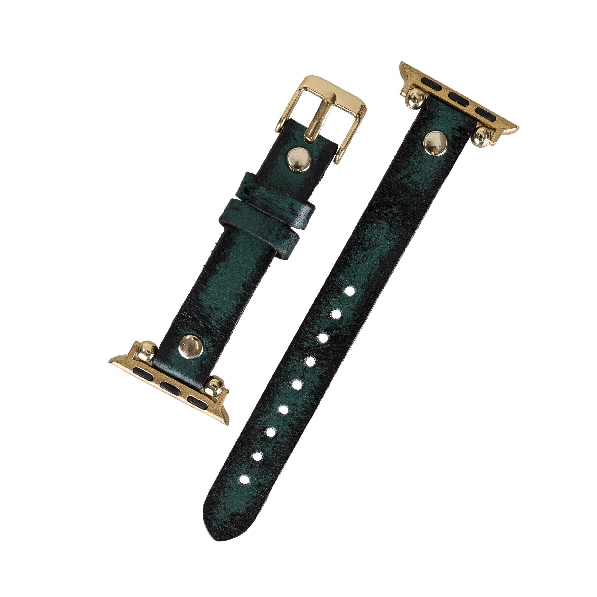 B2B - Leather Apple Watch Bands - Ferro Gold Trok Style Bouletta B2B