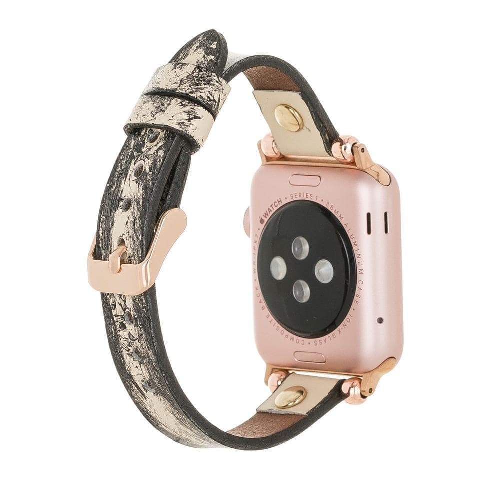 B2B - Leather Apple Watch Bands - Ferro Gold Trok Style Bouletta B2B
