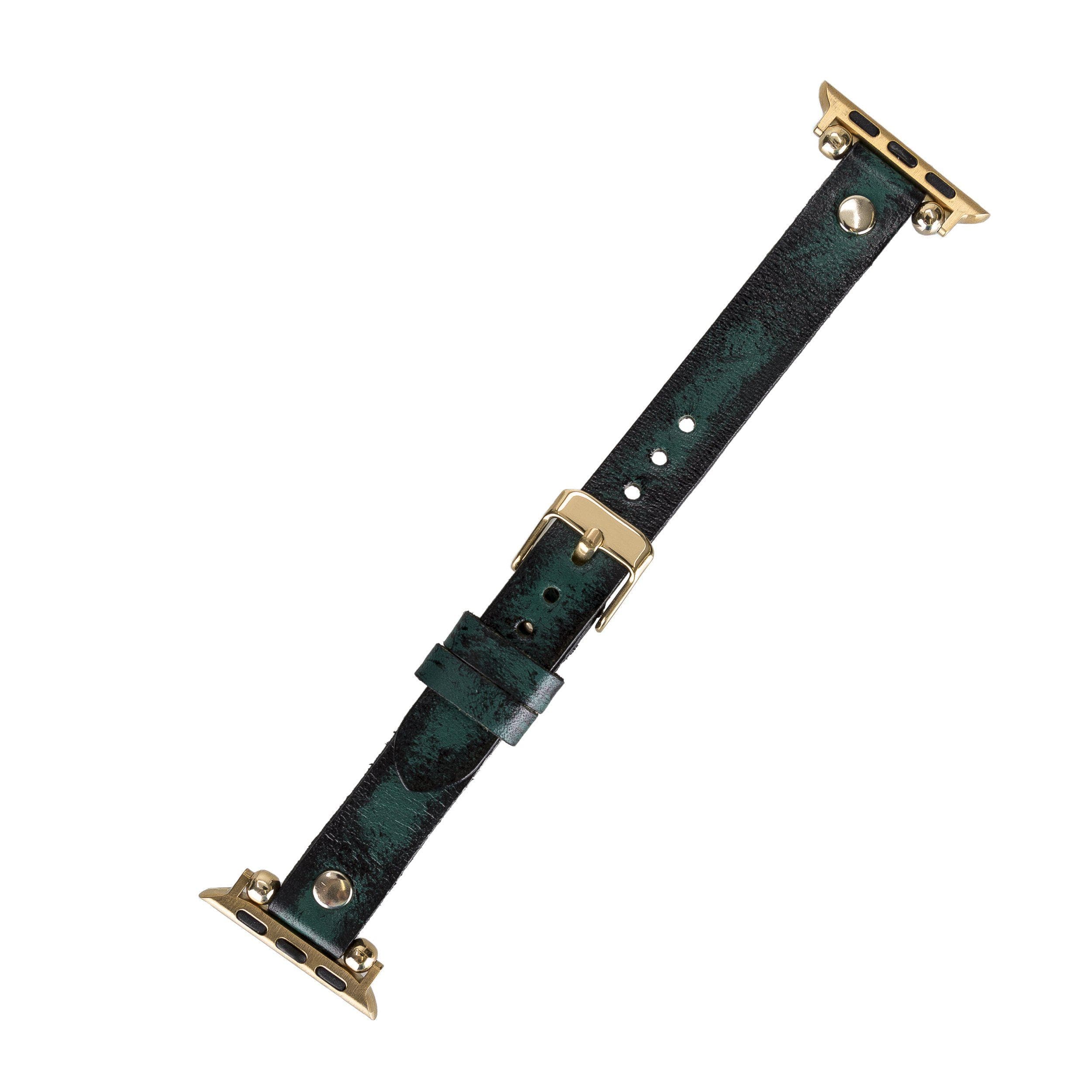B2B - Leather Apple Watch Bands - Ferro Gold Trok Style Bouletta B2B