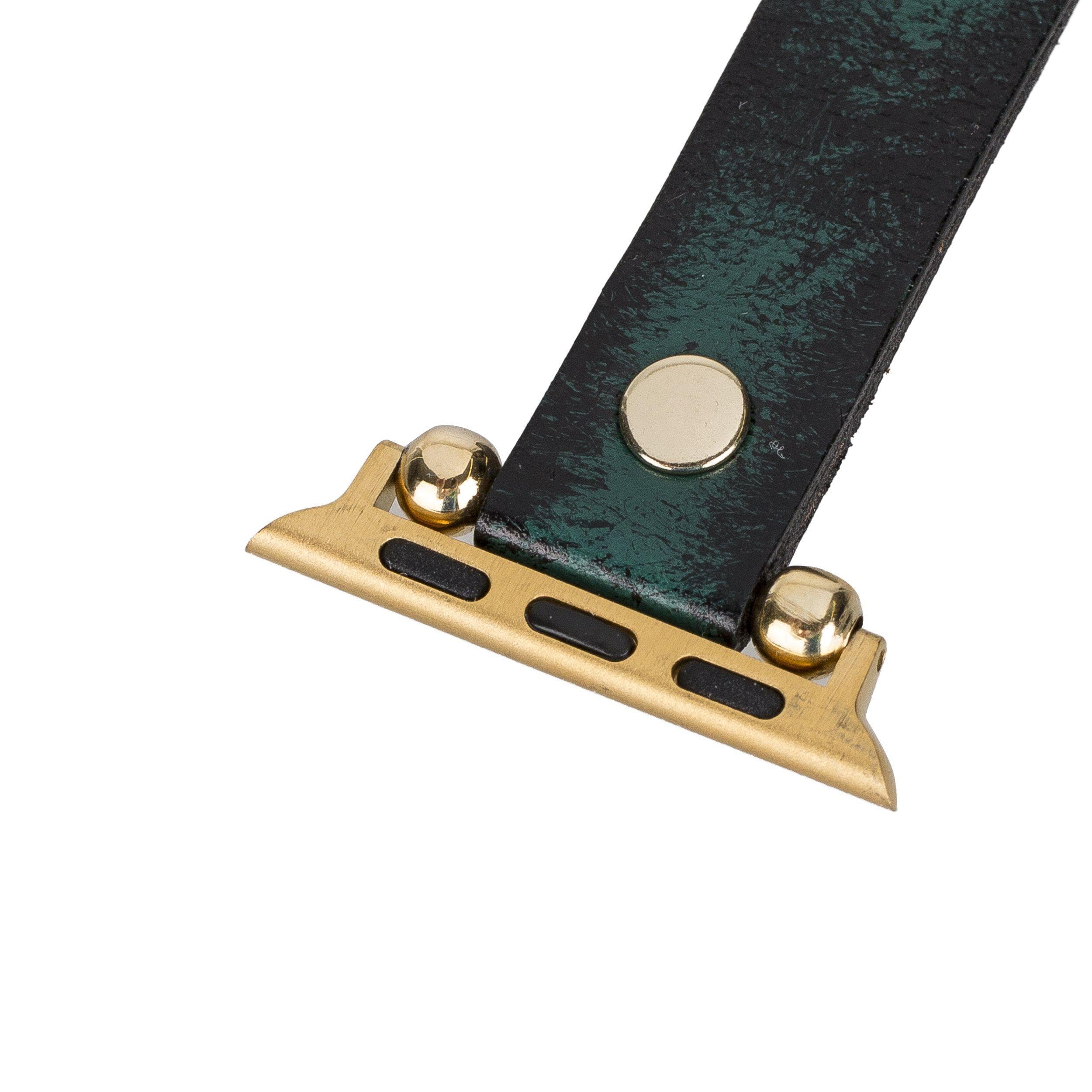 B2B - Leather Apple Watch Bands - Ferro Gold Trok Style Bouletta B2B