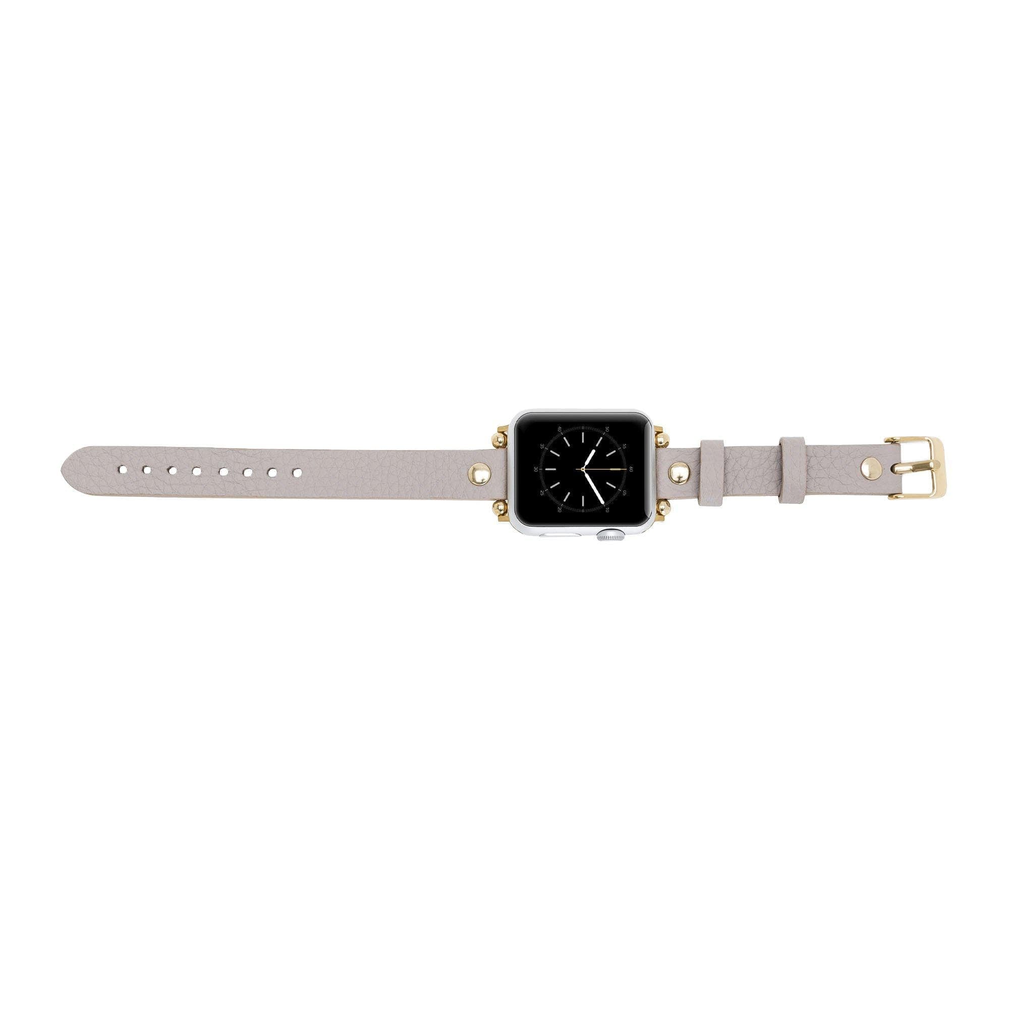 B2B - Leather Apple Watch Bands - Ferro Gold Trok Style Bouletta B2B