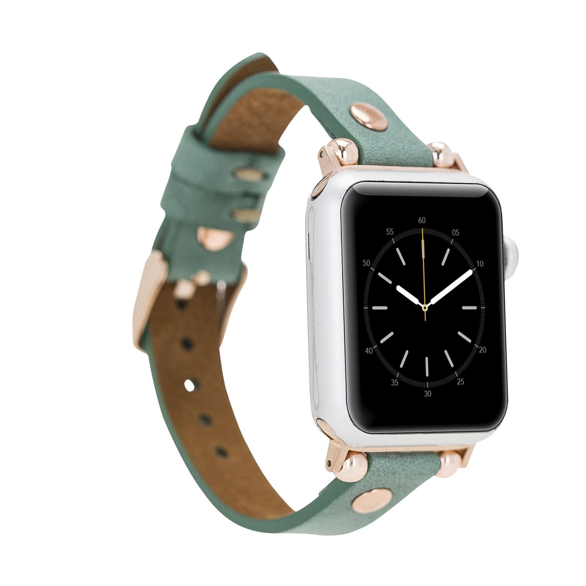 B2B - Leather Apple Watch Bands - Ferro Rose Gold Trok Style CZ12 Bouletta B2B