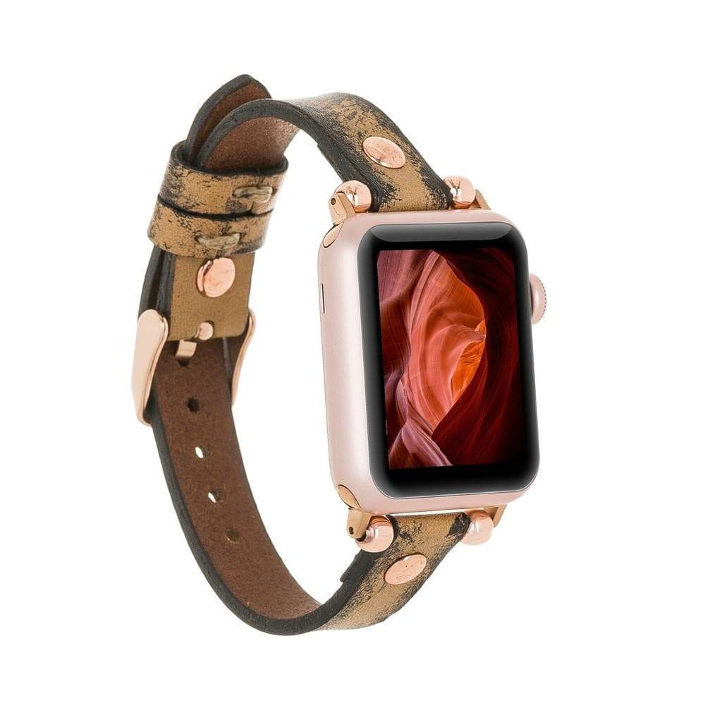 B2B - Leather Apple Watch Bands - Ferro Rose Gold Trok Style V12SEF Bouletta B2B
