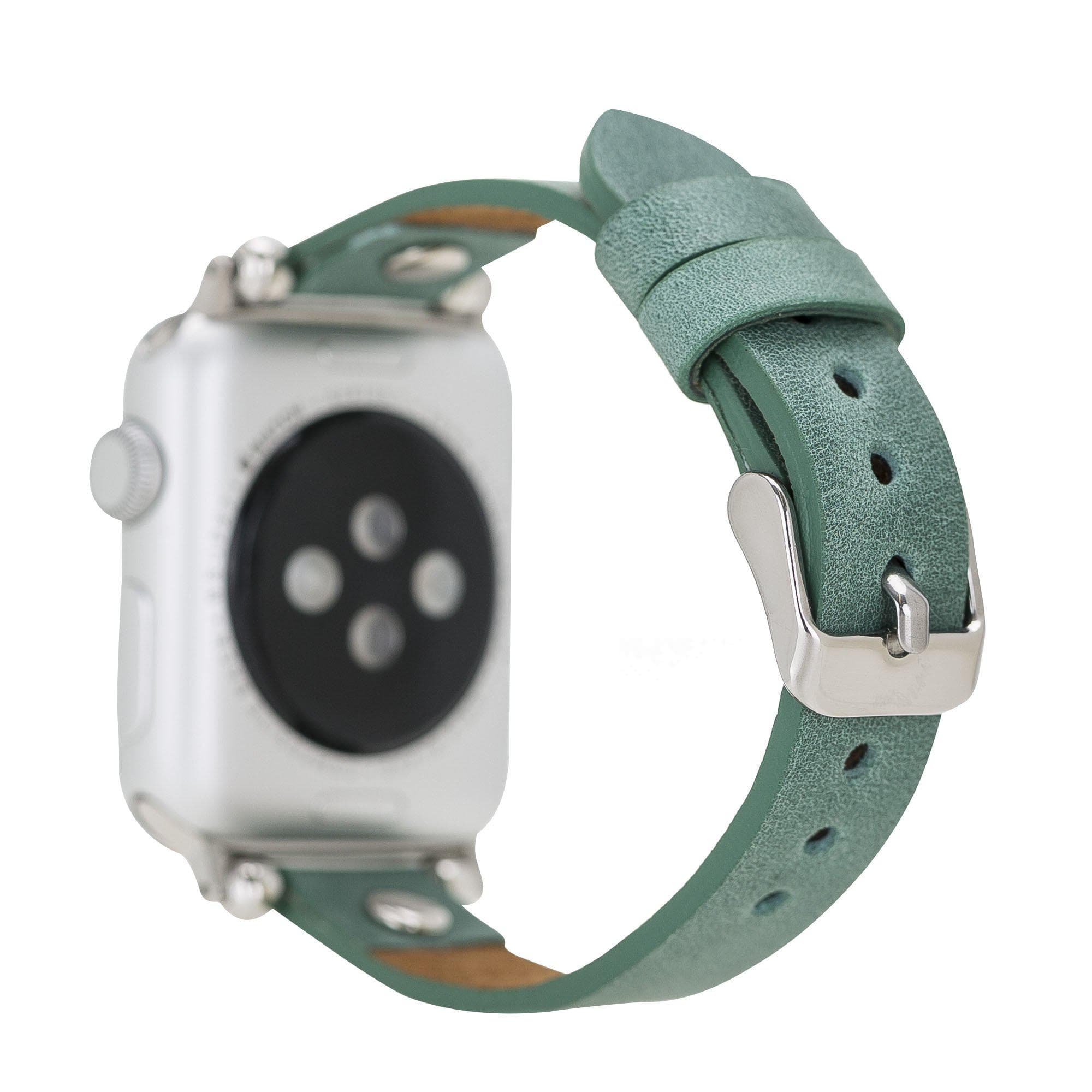 B2B - Leather Apple Watch Bands - Ferro Silver Trok Style Bouletta B2B