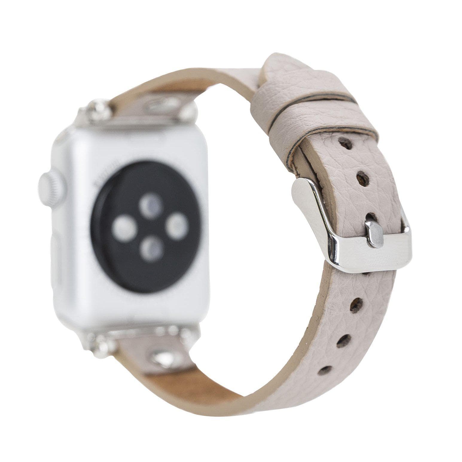 B2B - Leather Apple Watch Bands - Ferro Silver Trok Style Bouletta B2B