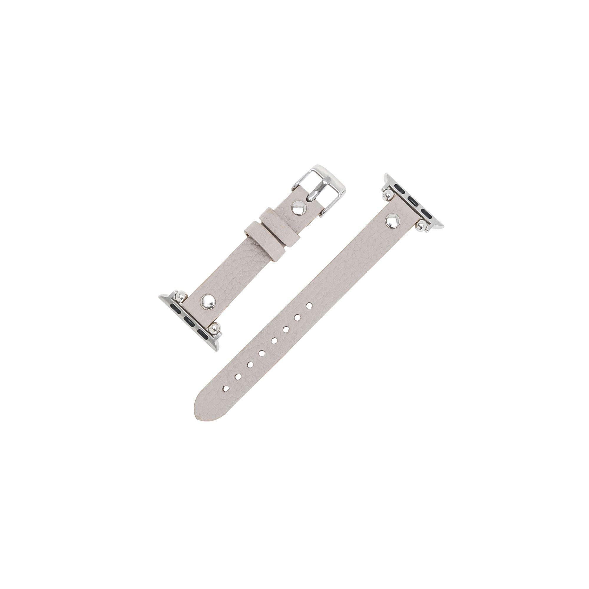 B2B - Leather Apple Watch Bands - Ferro Silver Trok Style Bouletta B2B