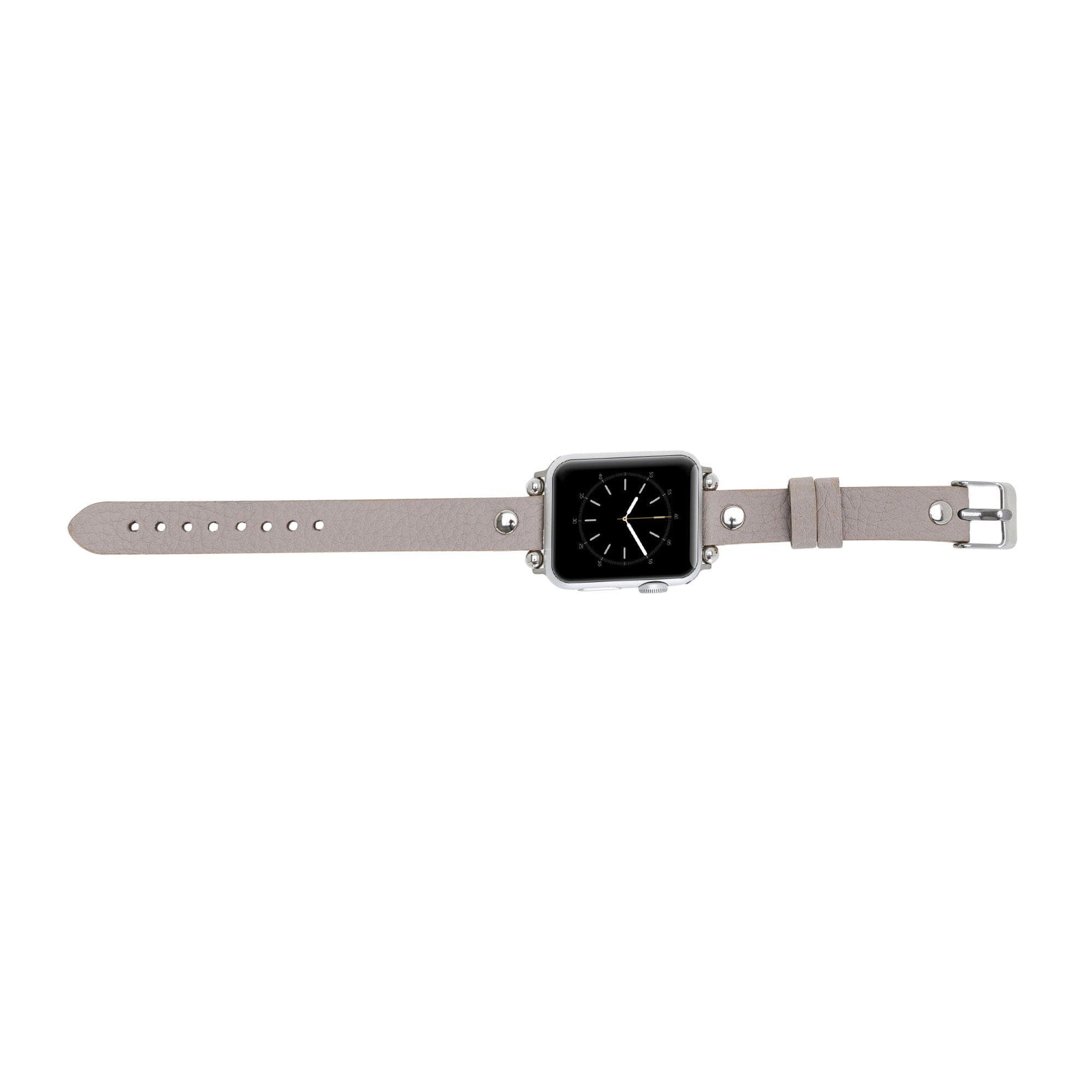 B2B - Leather Apple Watch Bands - Ferro Silver Trok Style Bouletta B2B