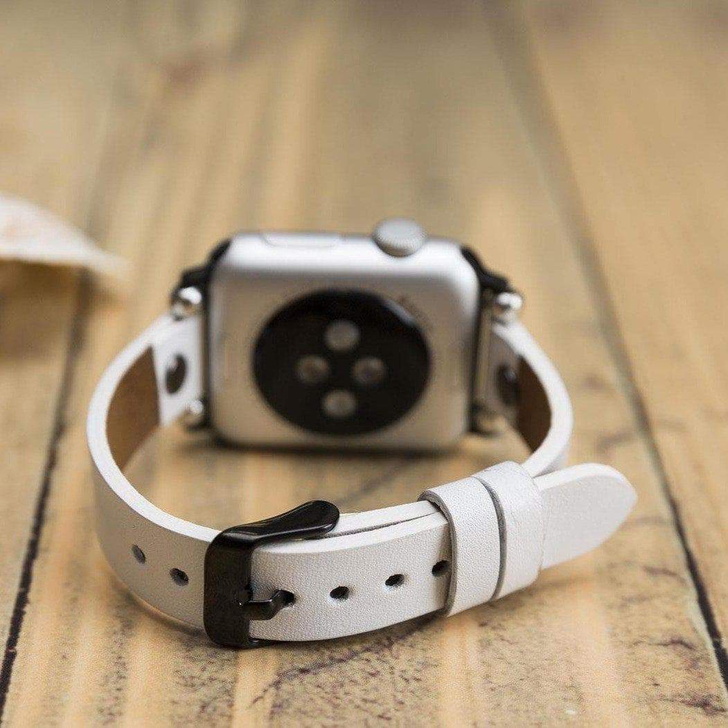 B2B - Leather Apple Watch Bands - Ferro Silver Trok Style Bouletta B2B