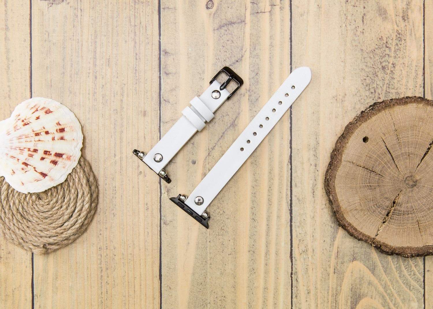 B2B - Leather Apple Watch Bands - Ferro Silver Trok Style Bouletta B2B