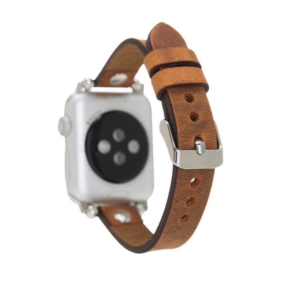 B2B - Leather Apple Watch Bands - Ferro Silver Trok Style Bouletta B2B