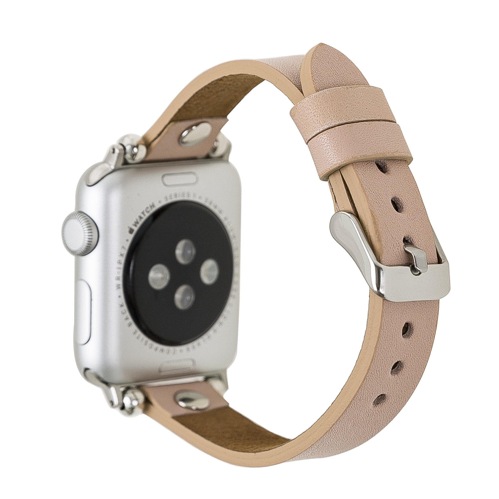 B2B - Leather Apple Watch Bands - Ferro Silver Trok Style Bouletta B2B