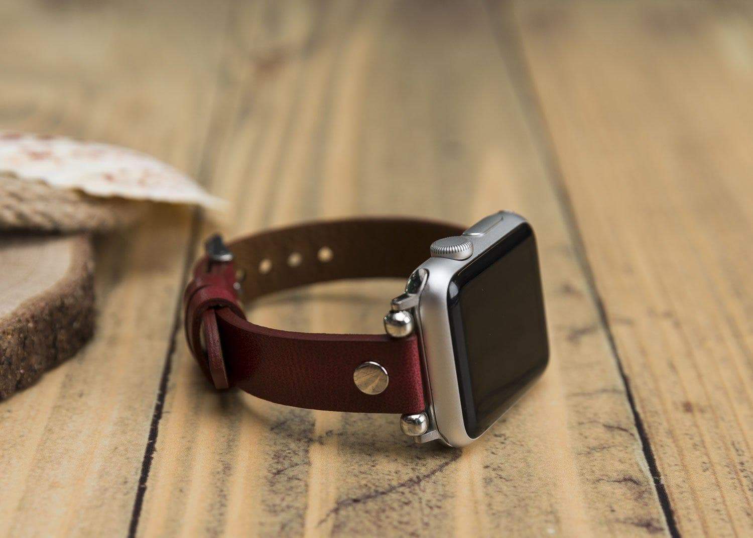 B2B - Leather Apple Watch Bands - Ferro Silver Trok Style Bouletta B2B