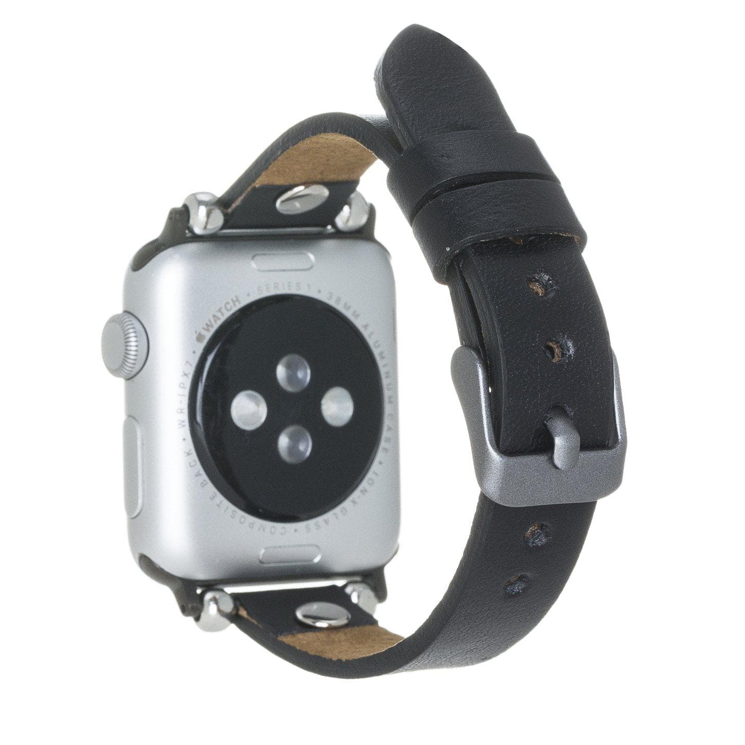 B2B - Leather Apple Watch Bands - Ferro Silver Trok Style Bouletta B2B