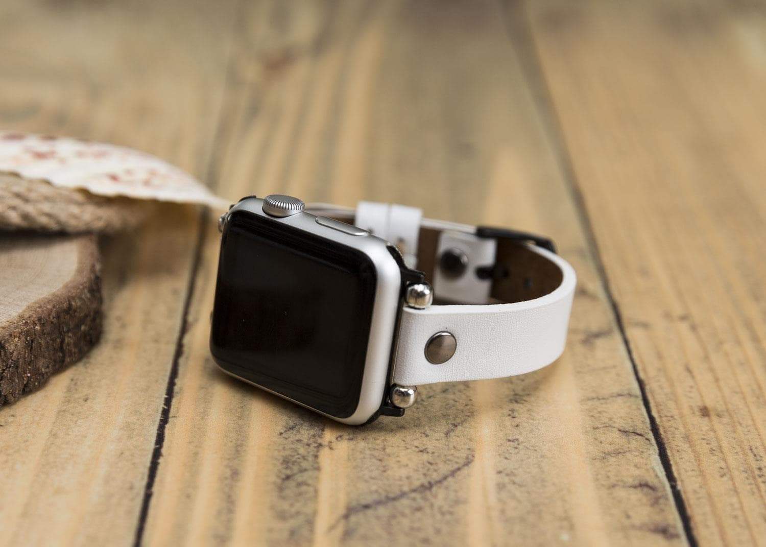B2B - Leather Apple Watch Bands - Ferro Silver Trok Style F3 Bouletta B2B