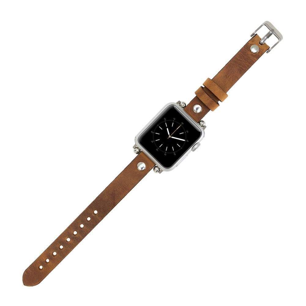 B2B - Leather Apple Watch Bands - Ferro Silver Trok Style Bouletta B2B