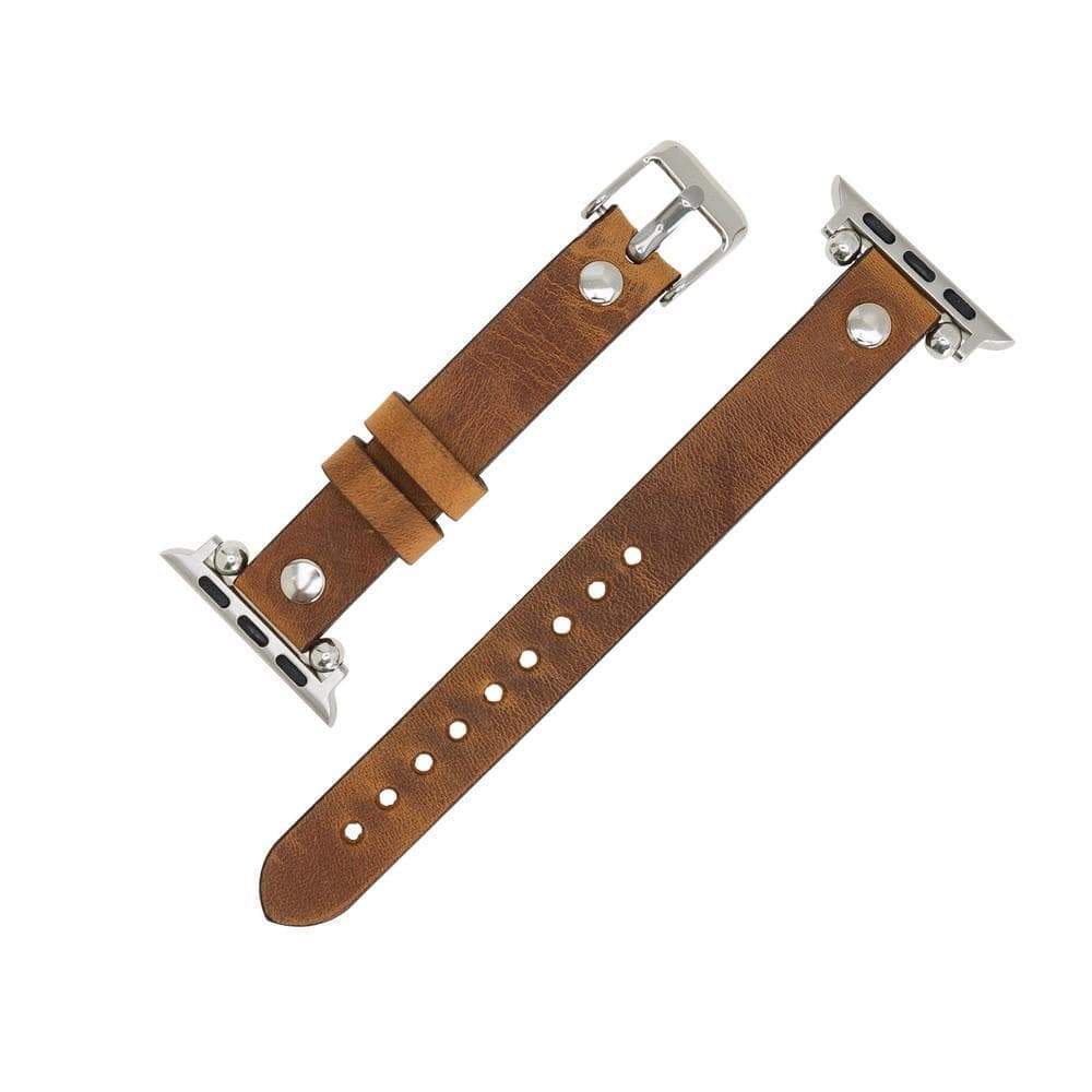 B2B - Leather Apple Watch Bands - Ferro Silver Trok Style Bouletta B2B