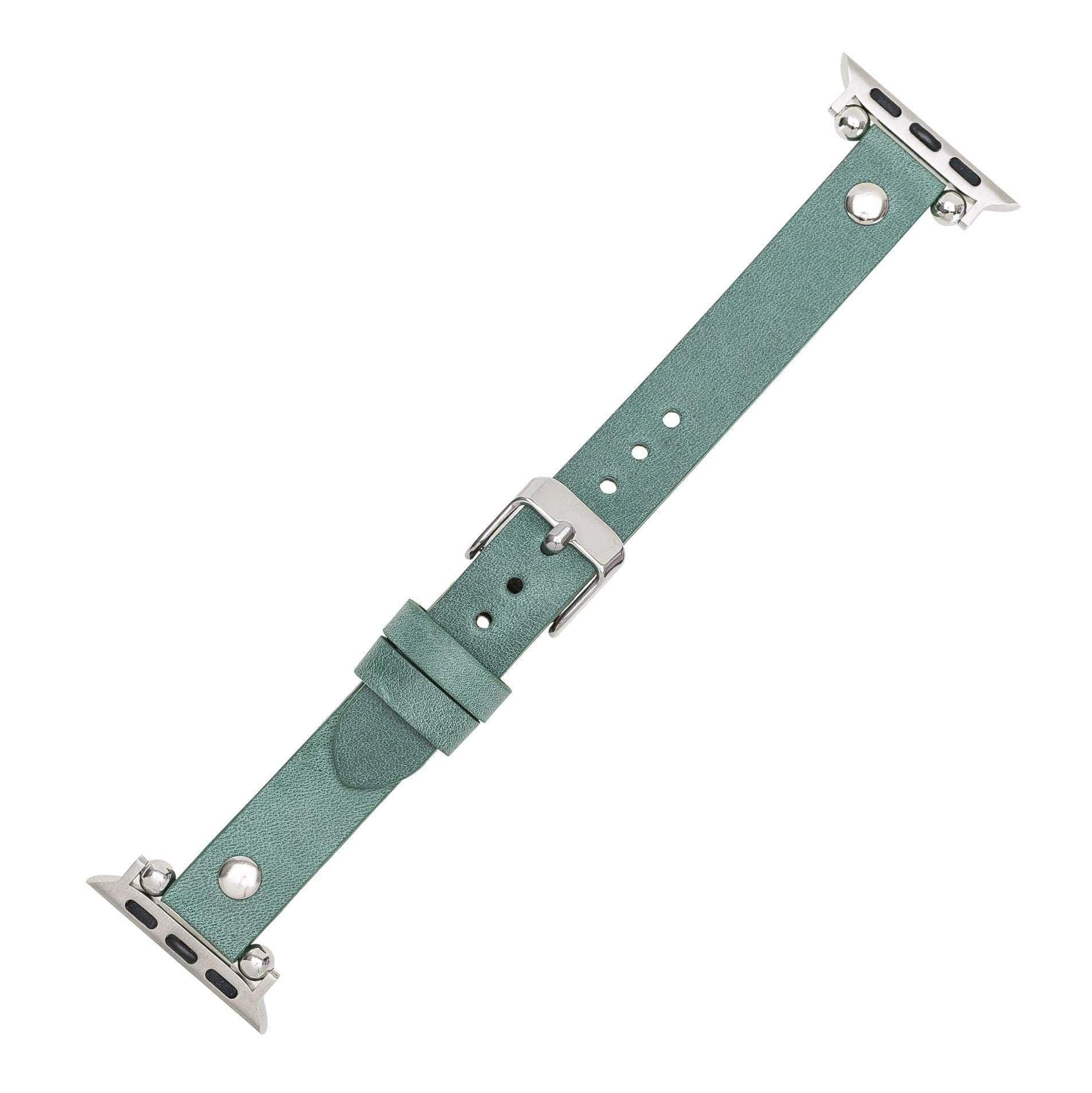 B2B - Leather Apple Watch Bands - Ferro Silver Trok Style Bouletta B2B