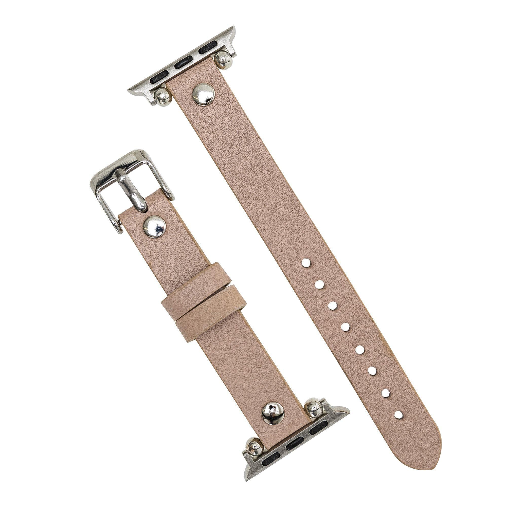 B2B - Leather Apple Watch Bands - Ferro Silver Trok Style Bouletta B2B