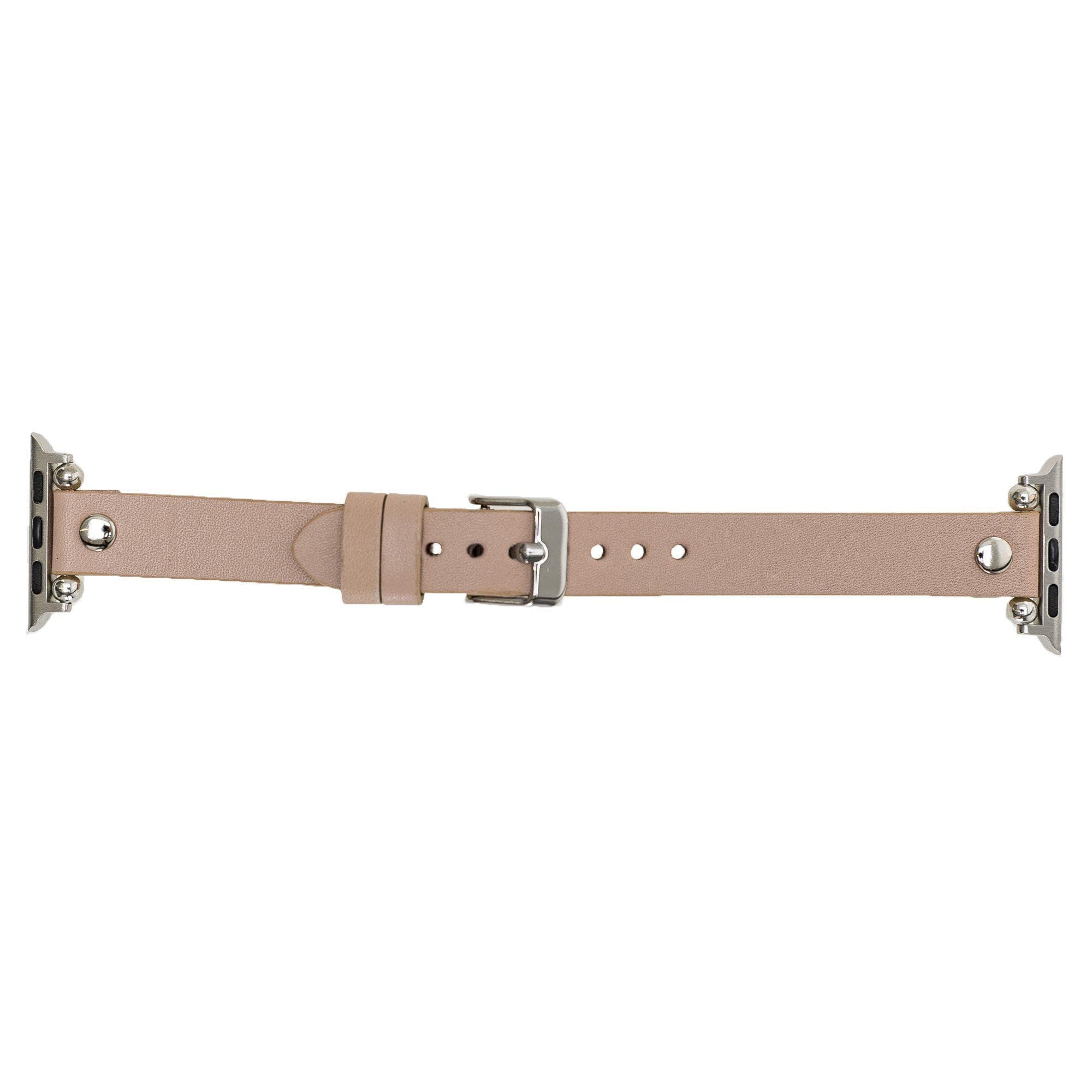 B2B - Leather Apple Watch Bands - Ferro Silver Trok Style Bouletta B2B
