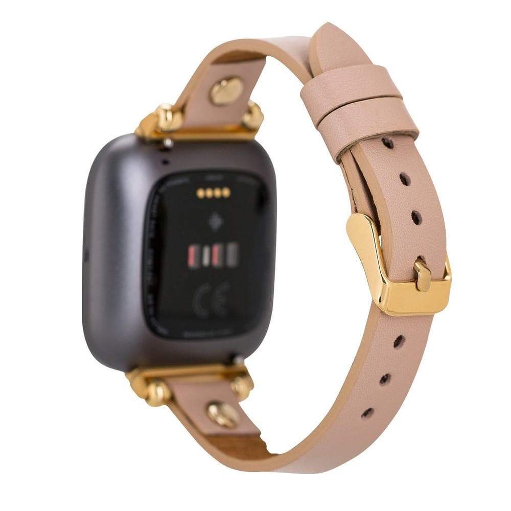 B2B - Leather Fitbit Watch Bands - Ferro Gold Trok Style Bouletta B2B
