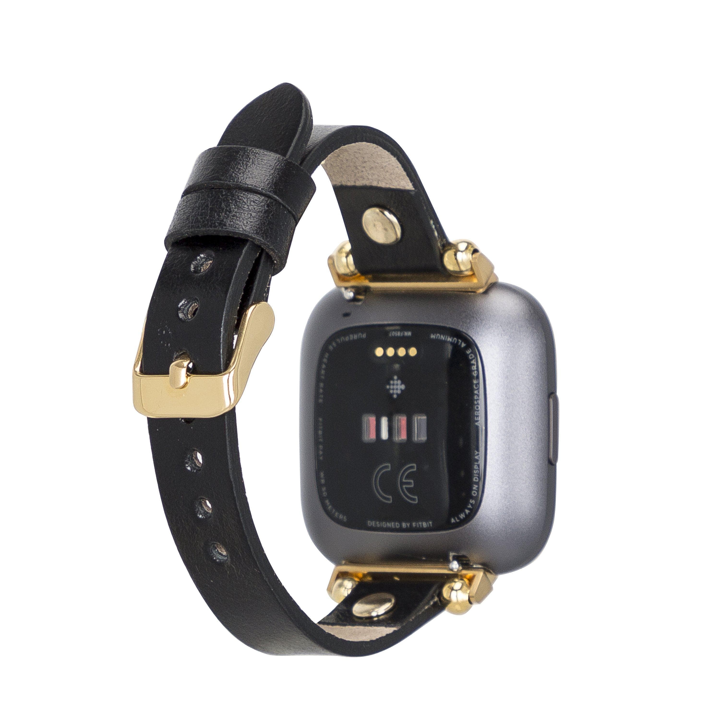 B2B - Leather Fitbit Watch Bands - Ferro Gold Trok Style Bouletta B2B