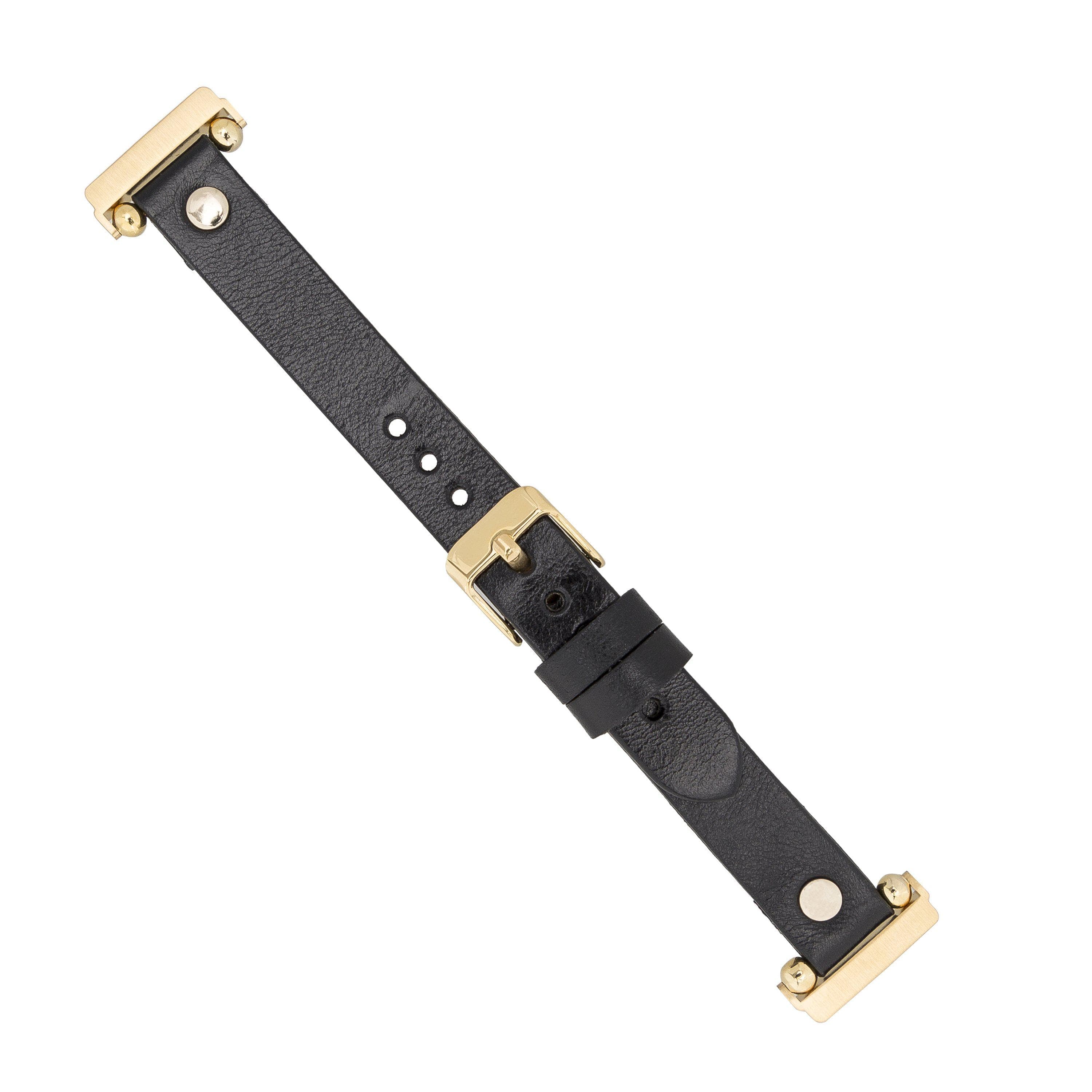 B2B - Leather Fitbit Watch Bands - Ferro Gold Trok Style Bouletta B2B