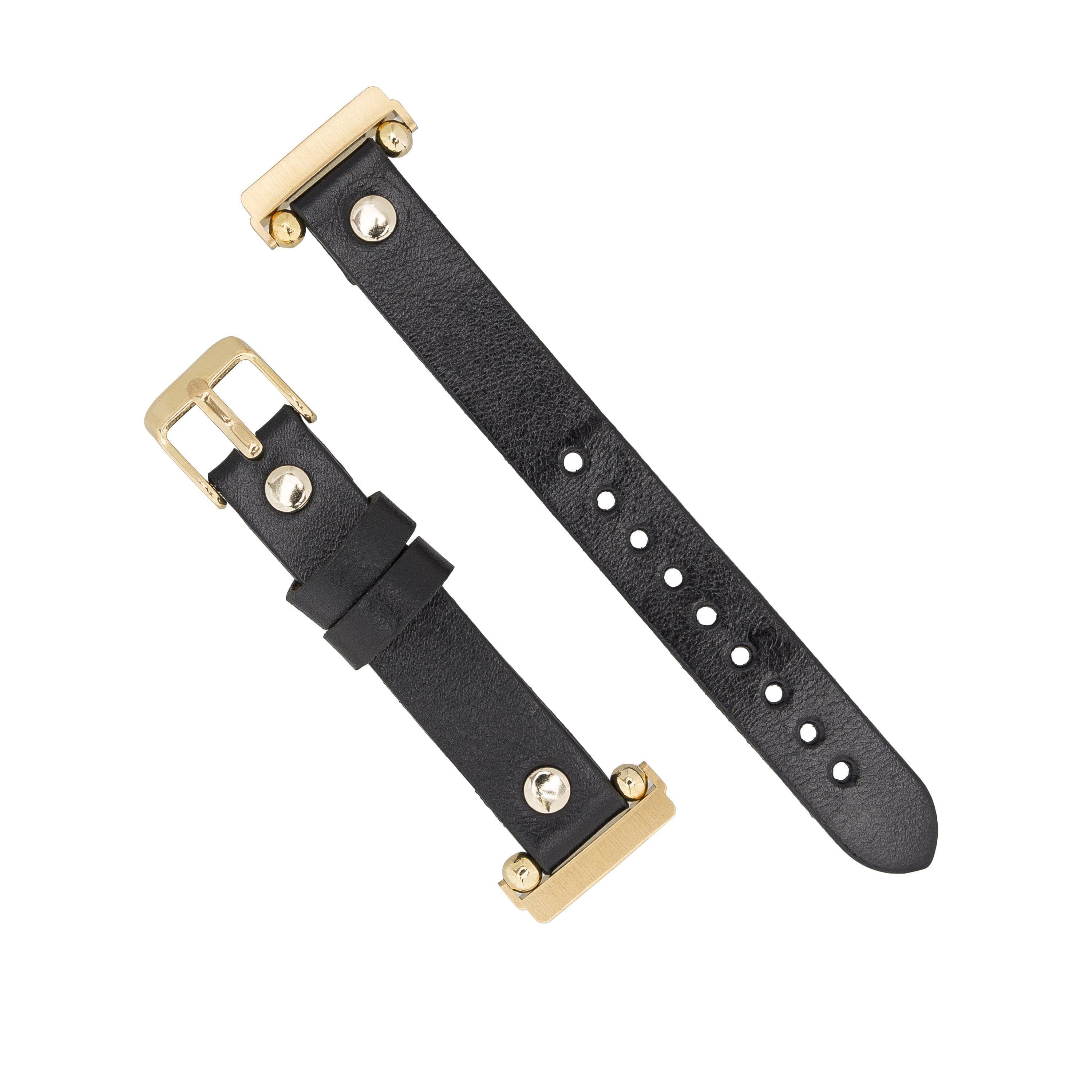 B2B - Leather Fitbit Watch Bands - Ferro Gold Trok Style Bouletta B2B